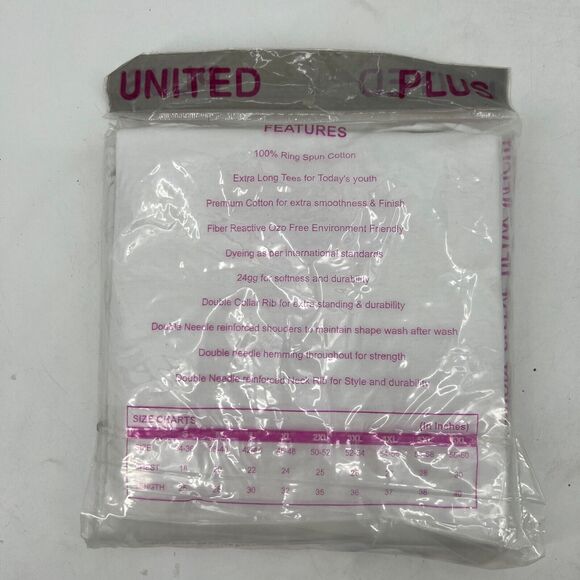 Vintage United Plus Under Shirt Mens 2XL White Ring Spun Cotton Short Sleeve - Picture 5 of 11